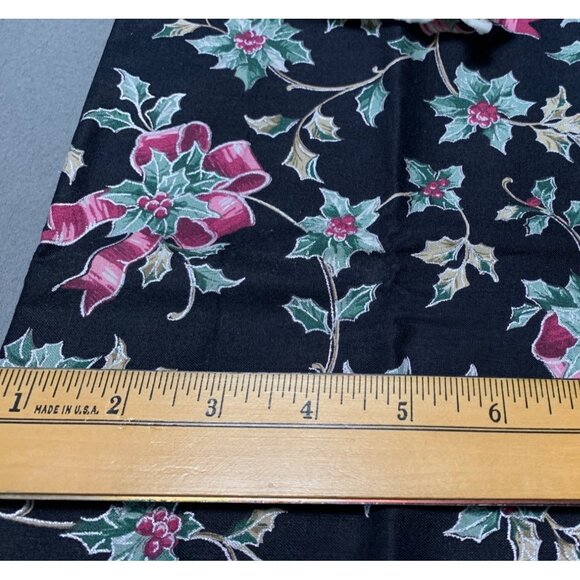 Vintage Concord Fabrics Holly & Berries Christmas Fat Quarter 18x22 Cotton Black - Picture 4 of 5
